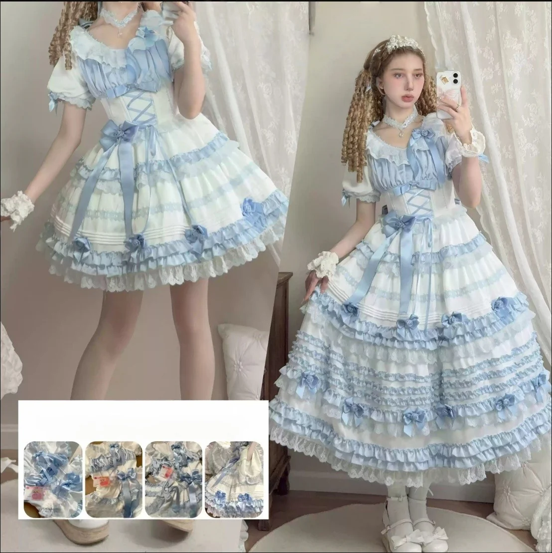 Stacked Black Currant - Gothic Lolita OP Dress, Detachable Skirt Hem - Image 34