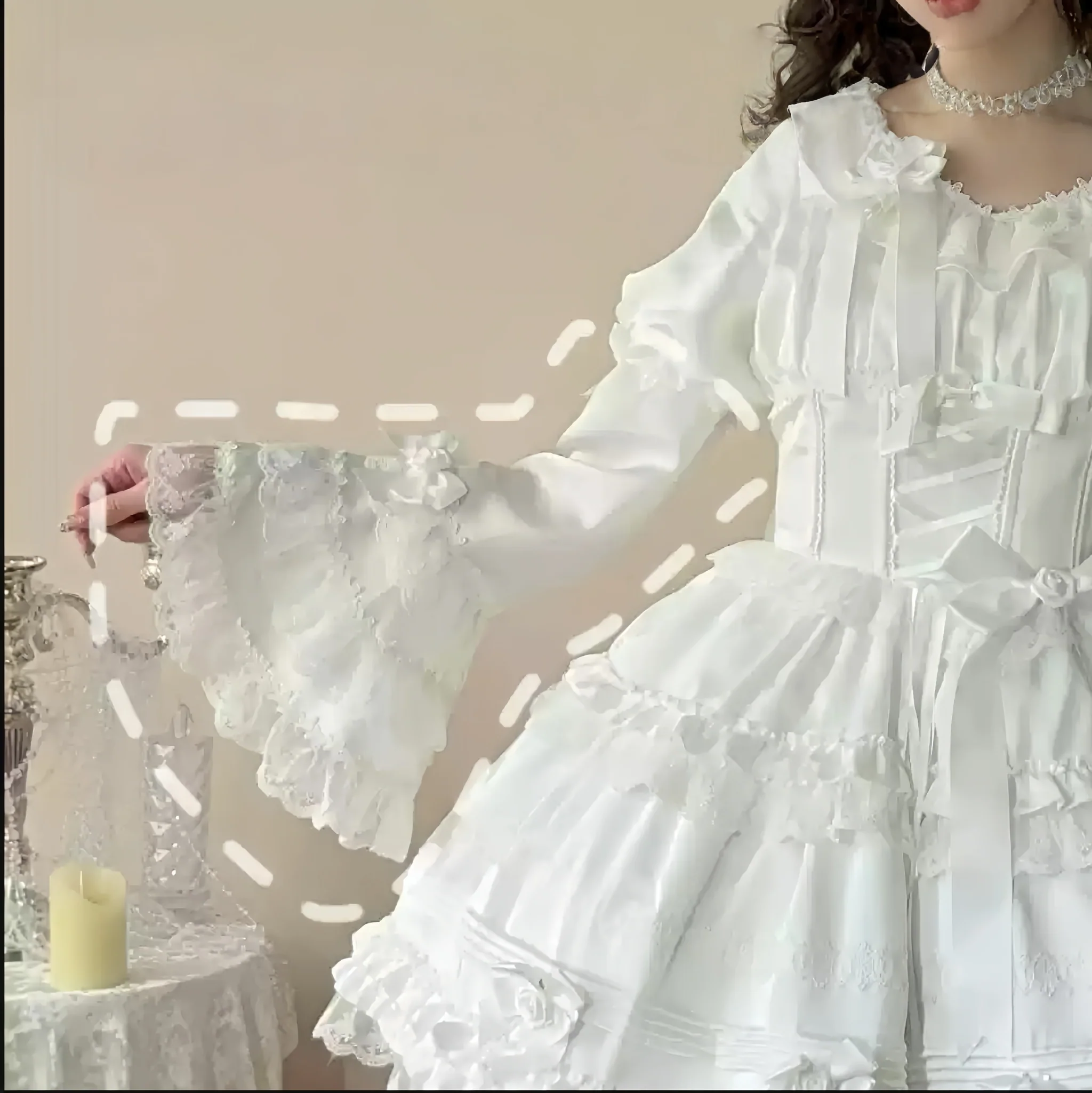 Stacked Black Currant - Gothic Lolita OP Dress, Detachable Skirt Hem - Image 42