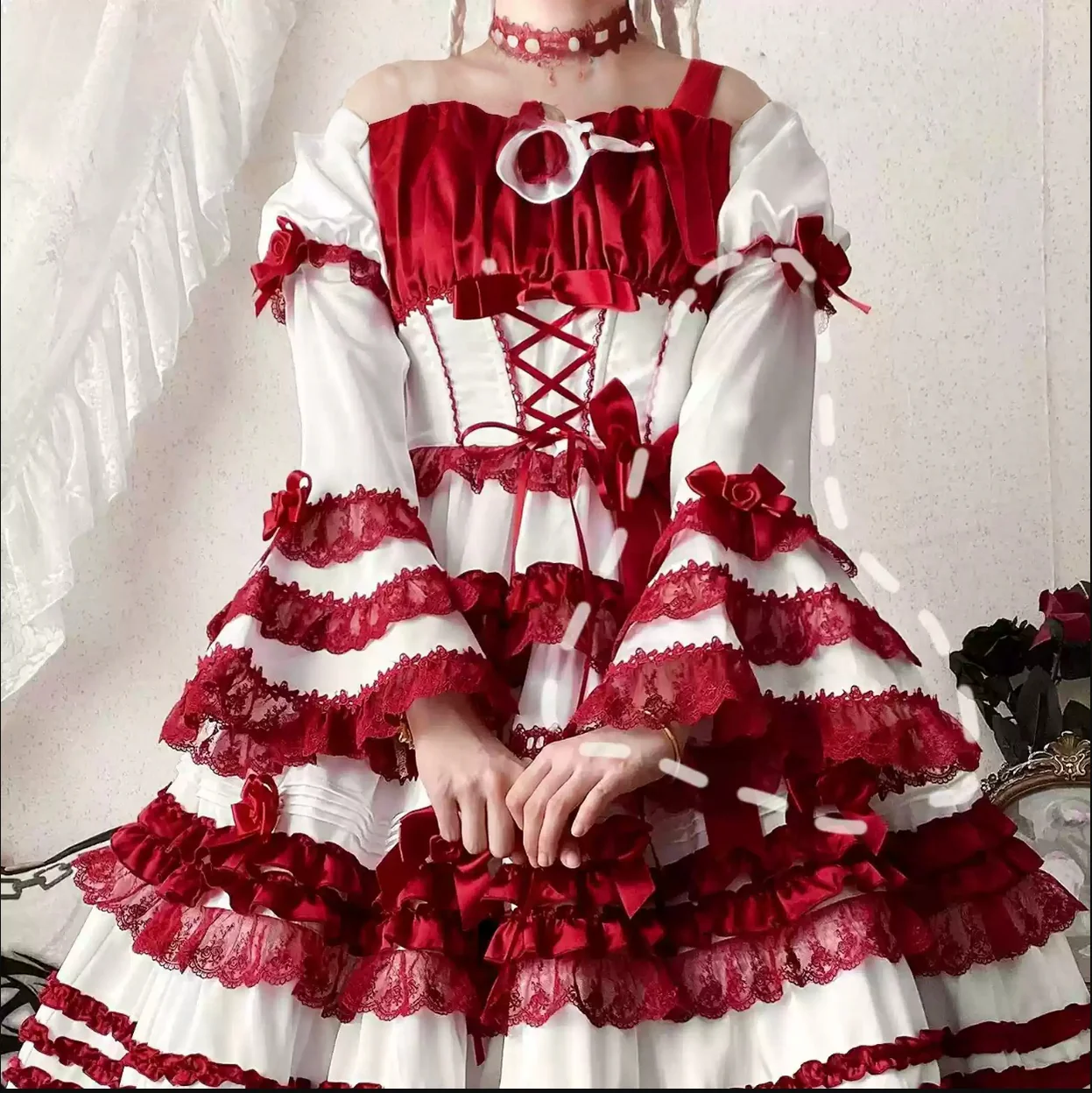 Stacked Black Currant - Gothic Lolita OP Dress, Detachable Skirt Hem - Image 44
