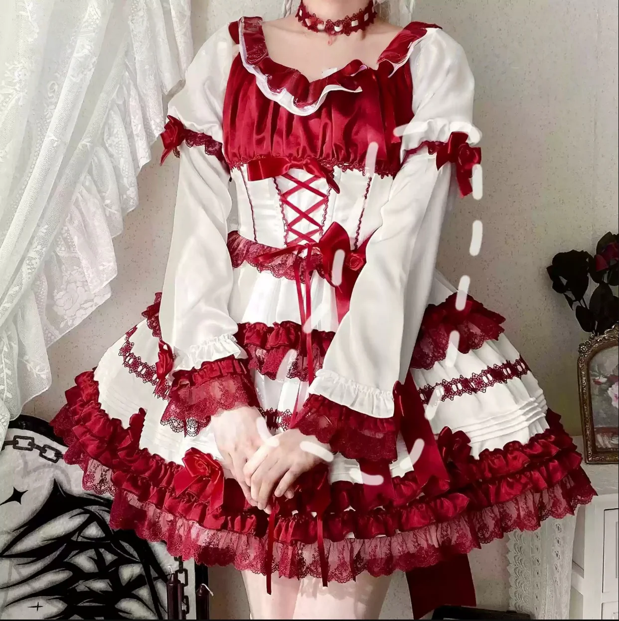 Stacked Black Currant - Gothic Lolita OP Dress, Detachable Skirt Hem - Image 45