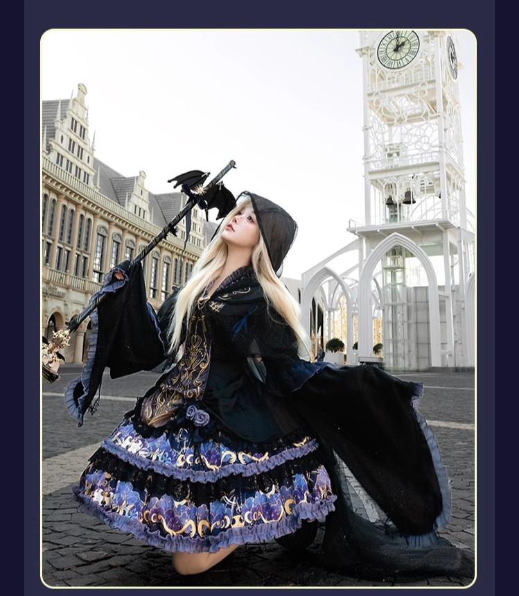 Astro Cat - Gothic Lolita OP Suit Witch Lolita Dress and Shawl - Image 9