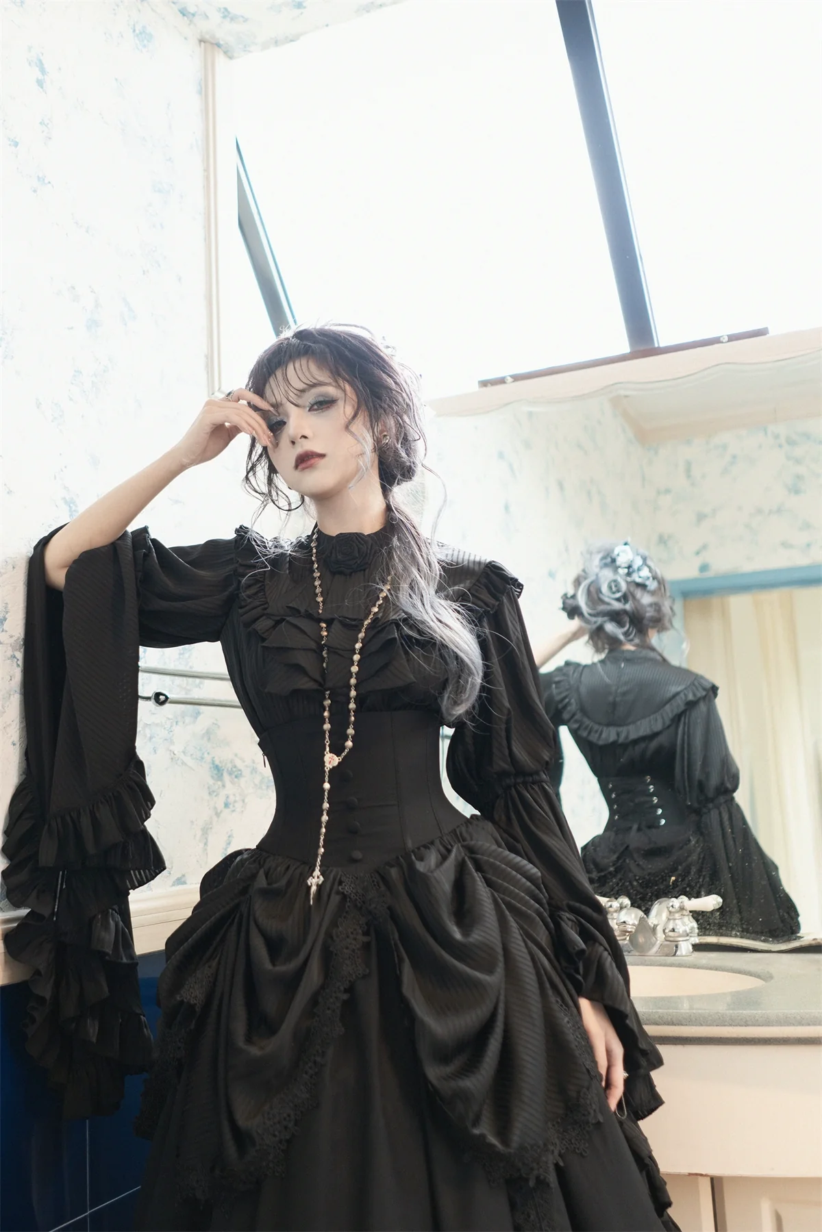 Muppet Mind Ben - Dreaming - Gothic Lolita Princess Sleeves Blouse Striped Printing - Image 21