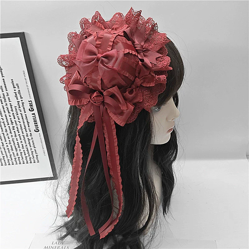 Youge Original Accessory - Gothic Lolita Red Top Hat, Rose & Bow - Image 2