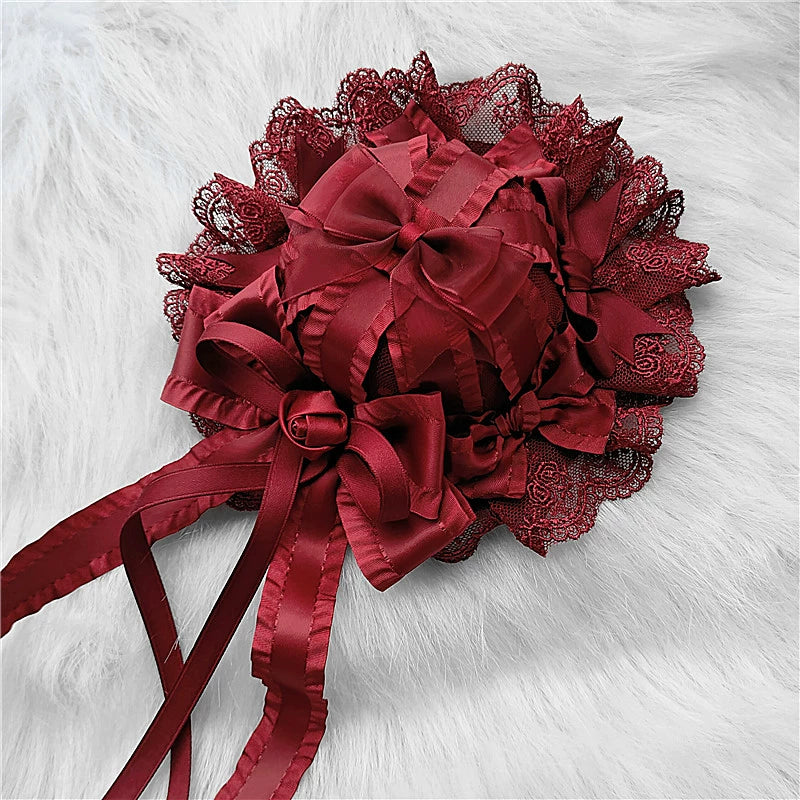 Youge Original Accessory - Gothic Lolita Red Top Hat, Rose & Bow - Image 8