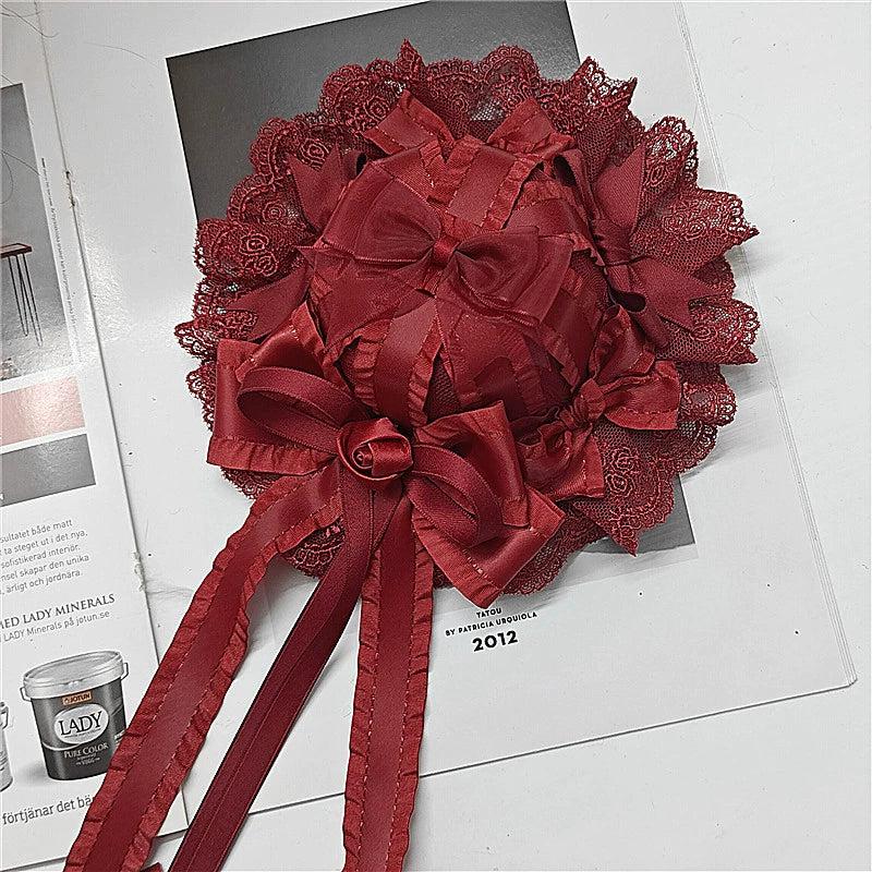 Youge Original Accessory - Gothic Lolita Red Top Hat, Rose & Bow - Image 9