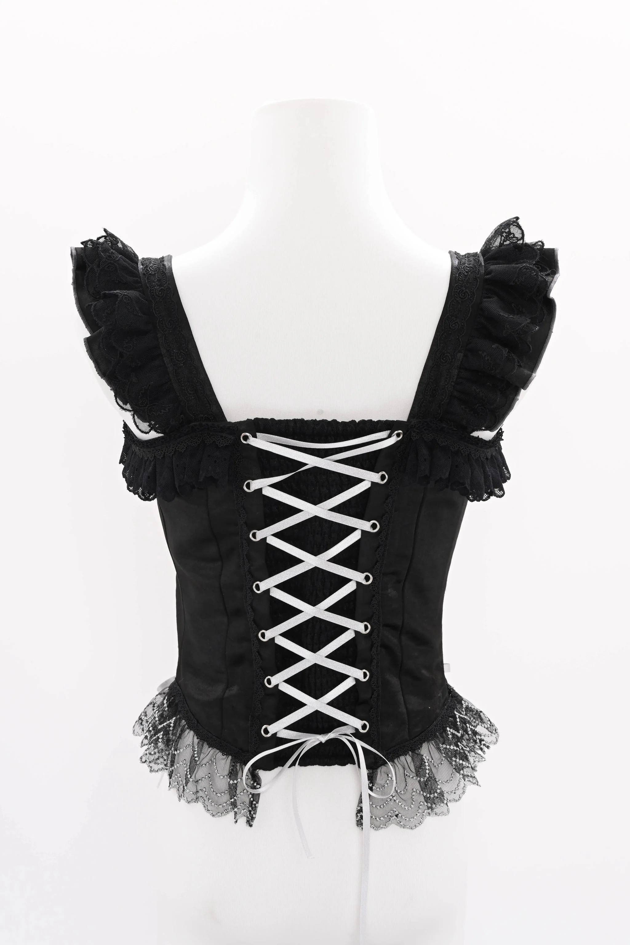 LustrE - Metallic Angel Black - Gothic Lolita Rhinestone Top & Ruffled Skirt Set - Image 16