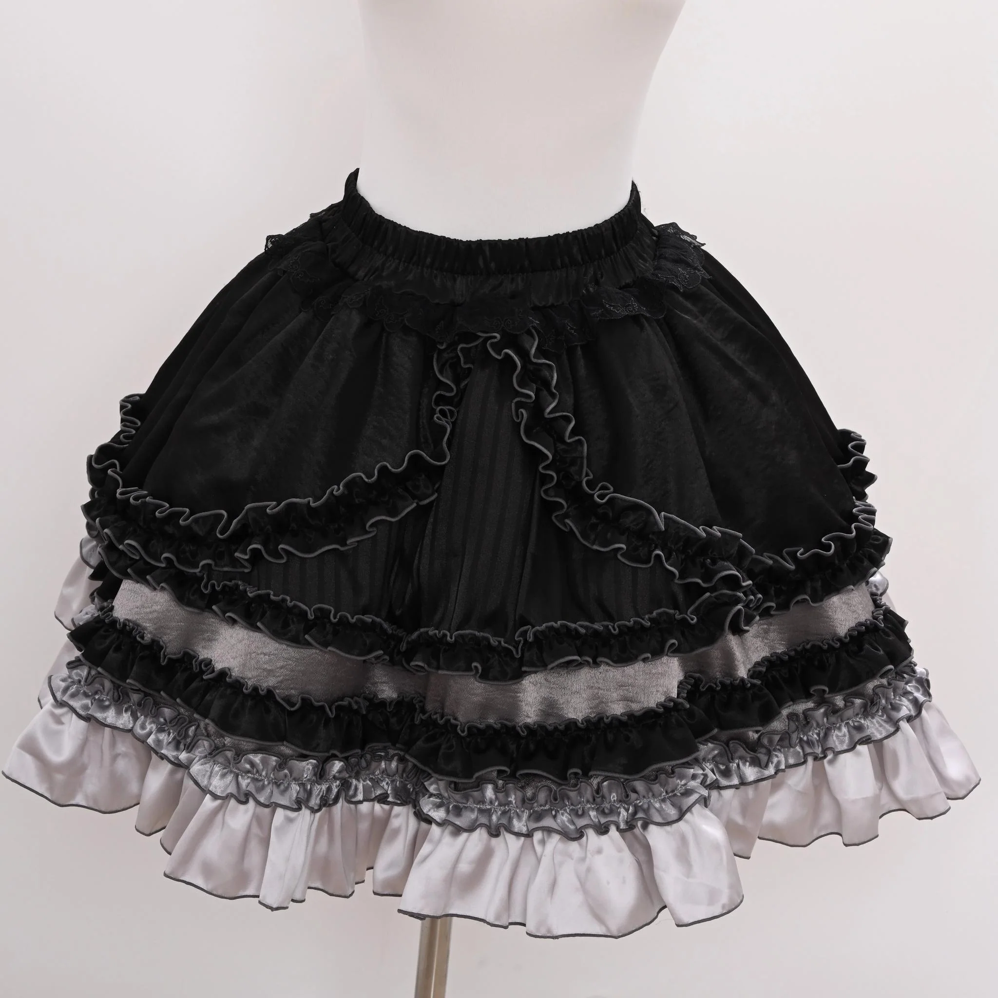 LustrE - Metallic Angel Black - Gothic Lolita Rhinestone Top & Ruffled Skirt Set - Image 19
