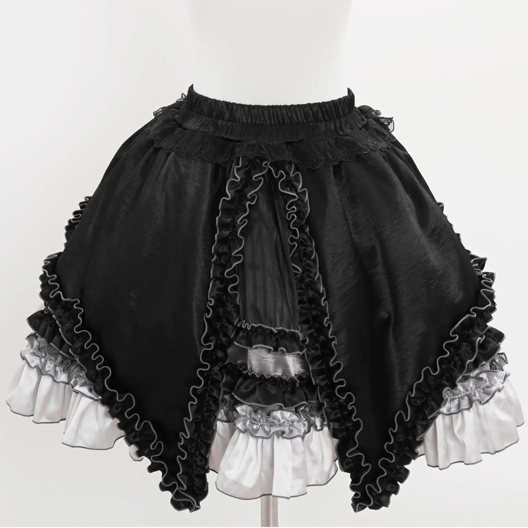 LustrE - Metallic Angel Black - Gothic Lolita Rhinestone Top & Ruffled Skirt Set - Image 20