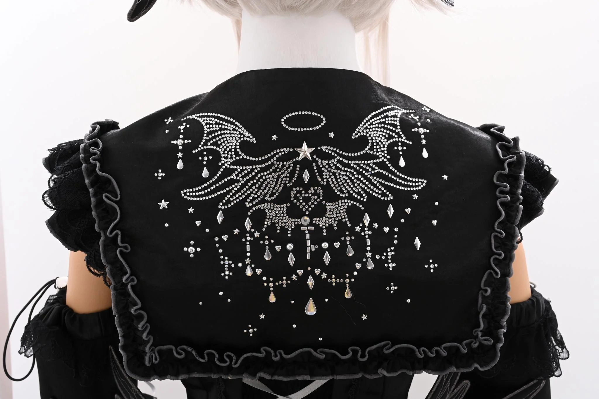 LustrE - Metallic Angel Black - Gothic Lolita Rhinestone Top & Ruffled Skirt Set - Image 29