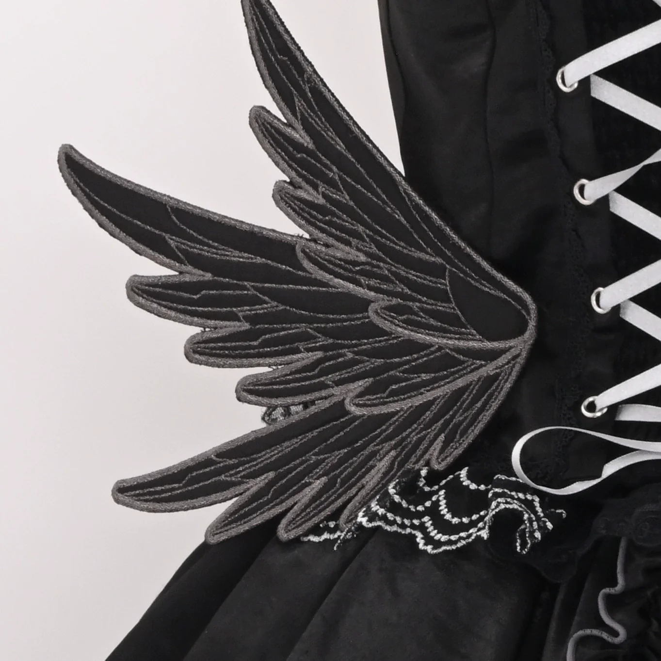 LustrE - Metallic Angel Black - Gothic Lolita Rhinestone Top & Ruffled Skirt Set - Image 33
