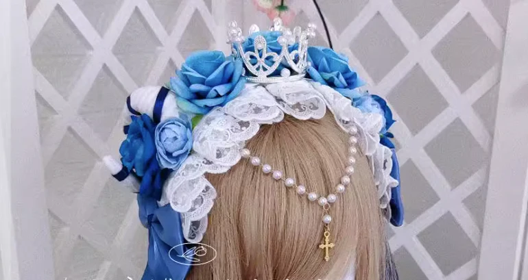 Yu Xixixi - Gothic Lolita Rose Crown KC with Veil Pendant Customized - Image 11