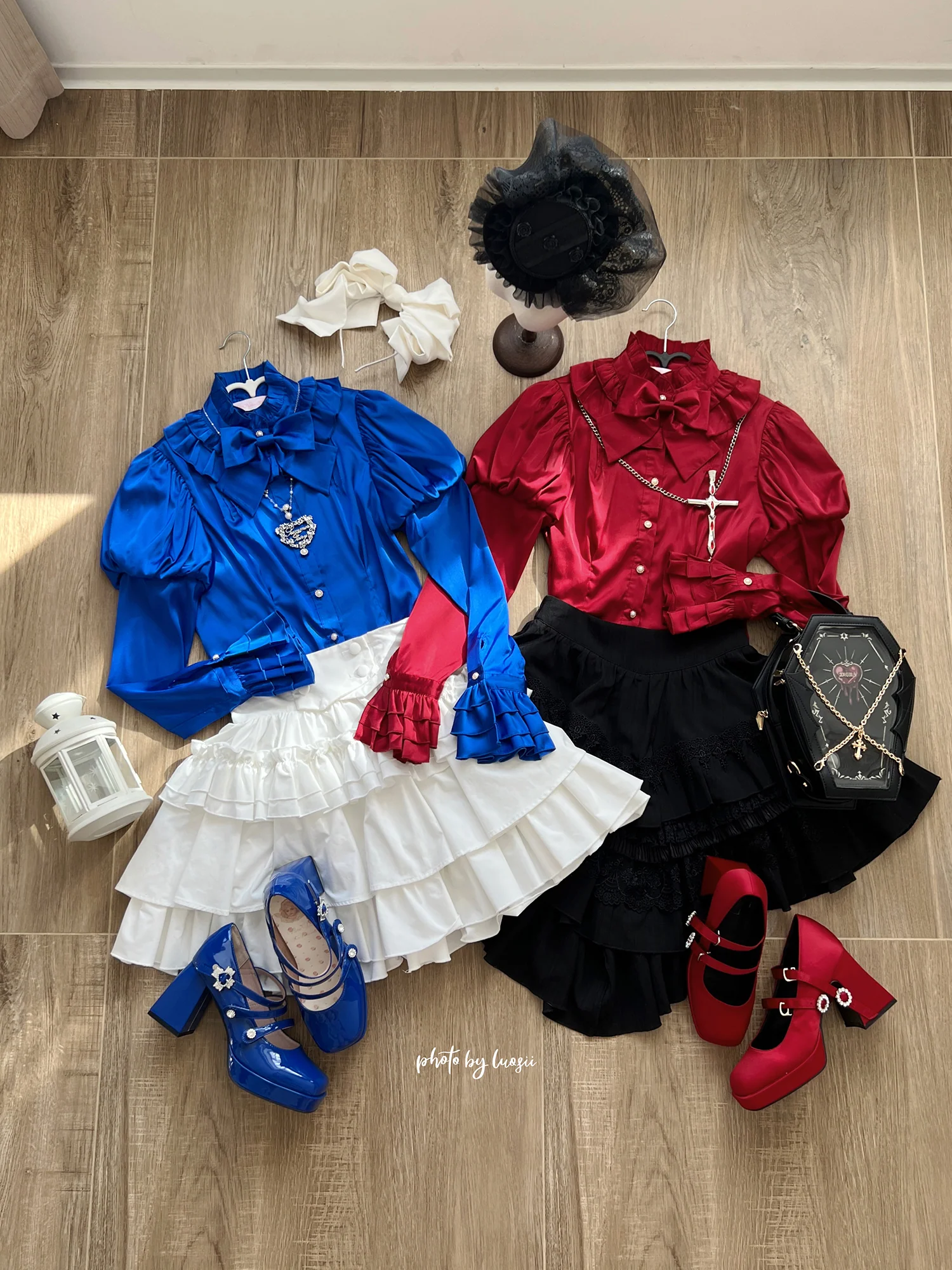 Dragonbone Lily - Gothic Lolita Satin Shirt with Vintage Julie Sleeves - Image 3
