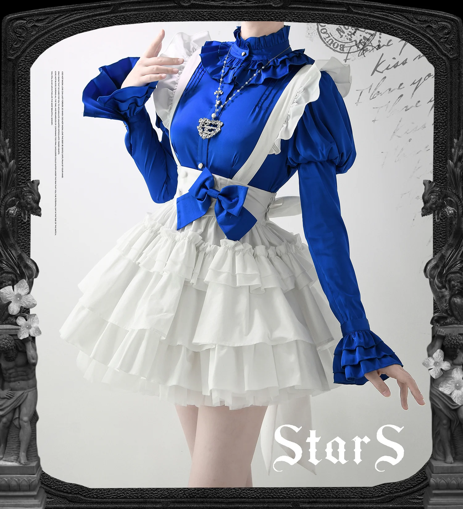 Dragonbone Lily - Gothic Lolita Satin Shirt with Vintage Julie Sleeves - Image 5