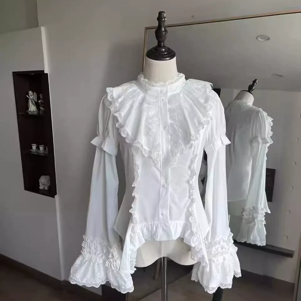 Gothic Lolita Shirt, Detachable Flared Sleeves - Image 3
