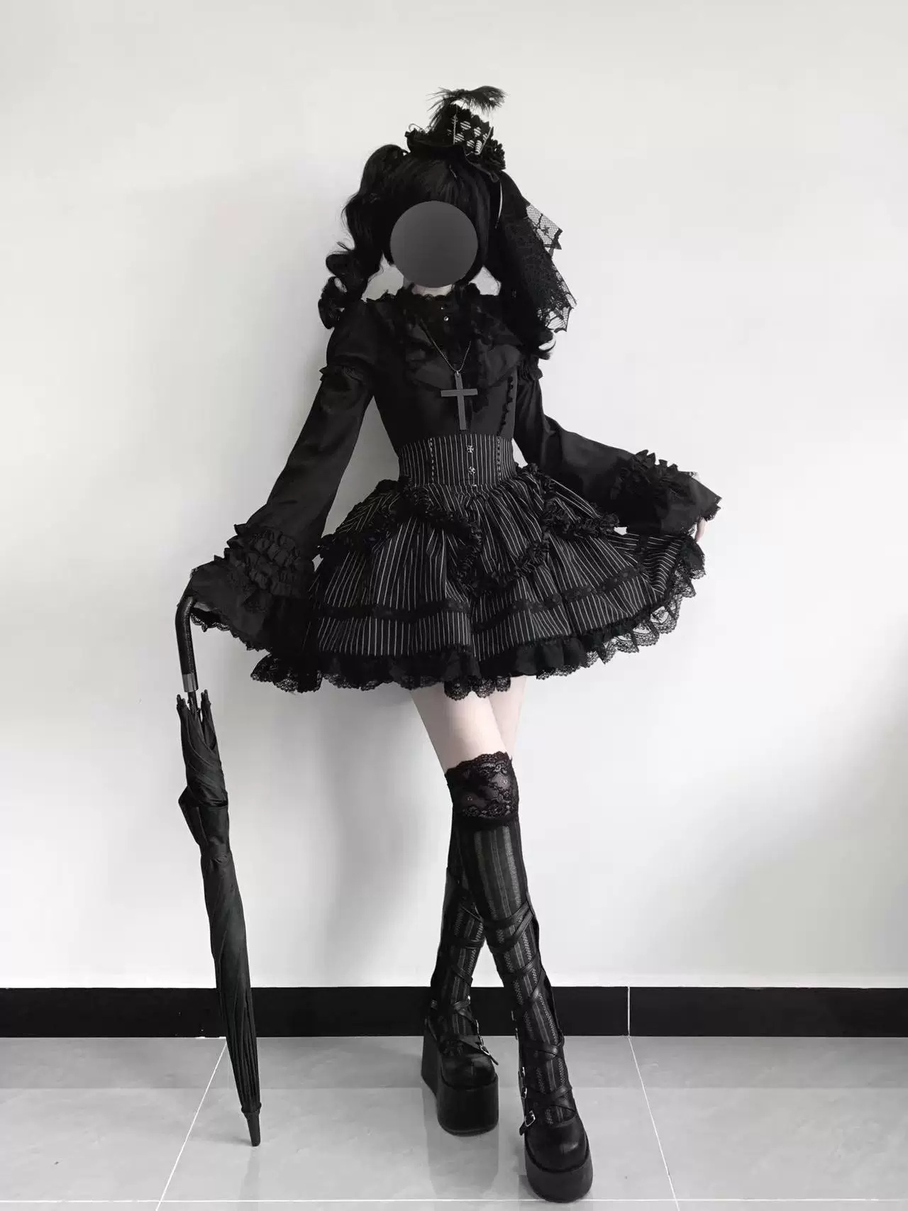 Gothic Lolita Shirt, Detachable Flared Sleeves - Image 7