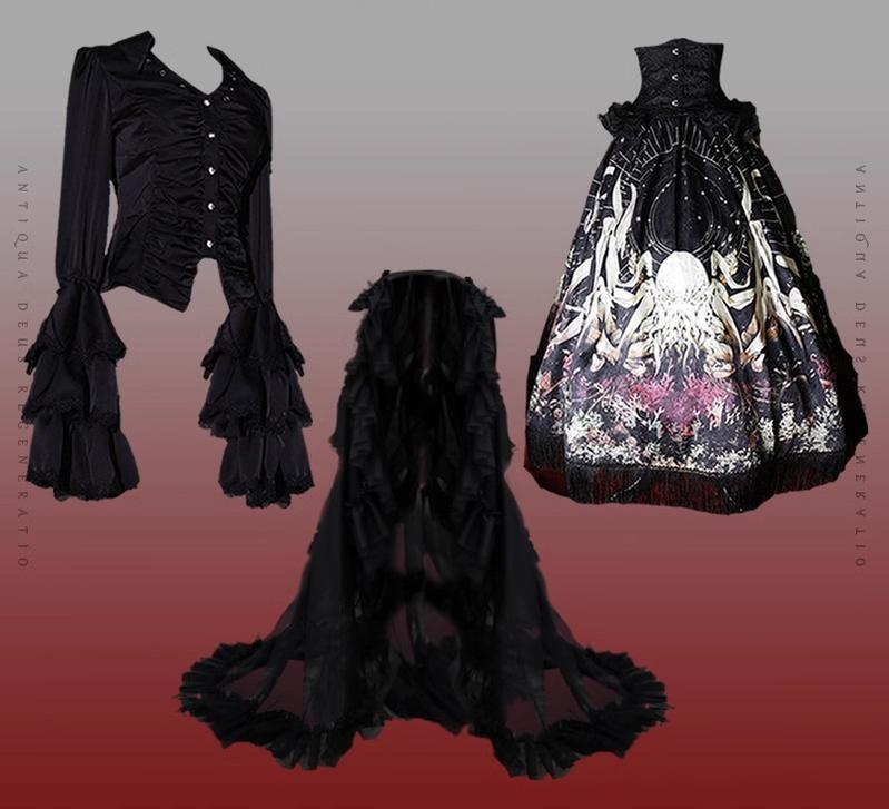 Reborn Ancient God - Gothic Lolita Shirt & Skirt Set - Image 39