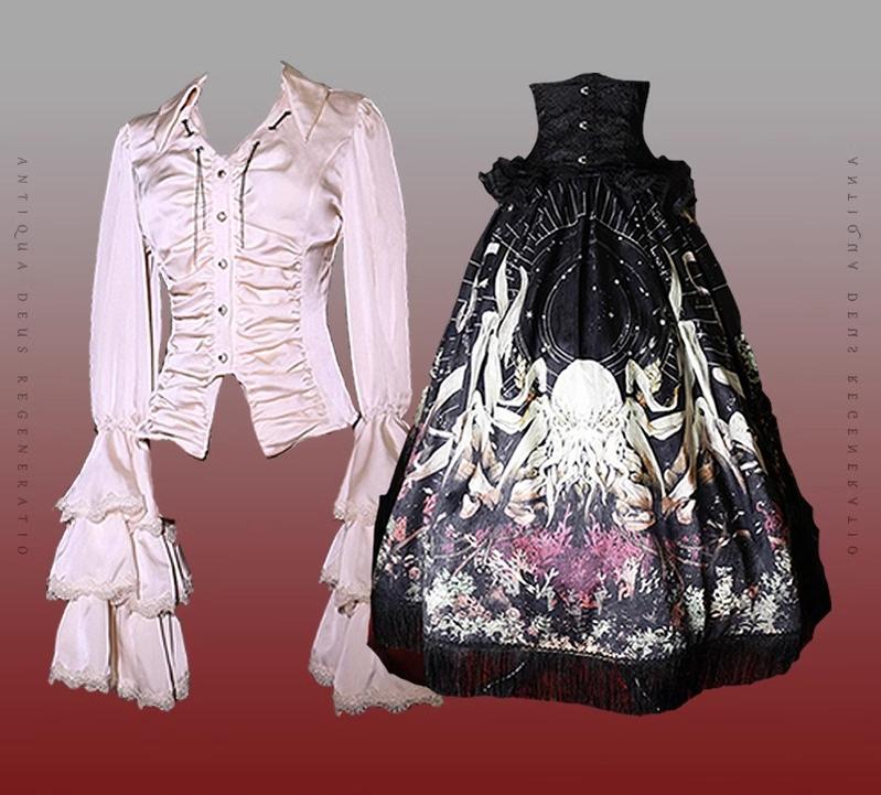 Reborn Ancient God - Gothic Lolita Shirt & Skirt Set - Image 41
