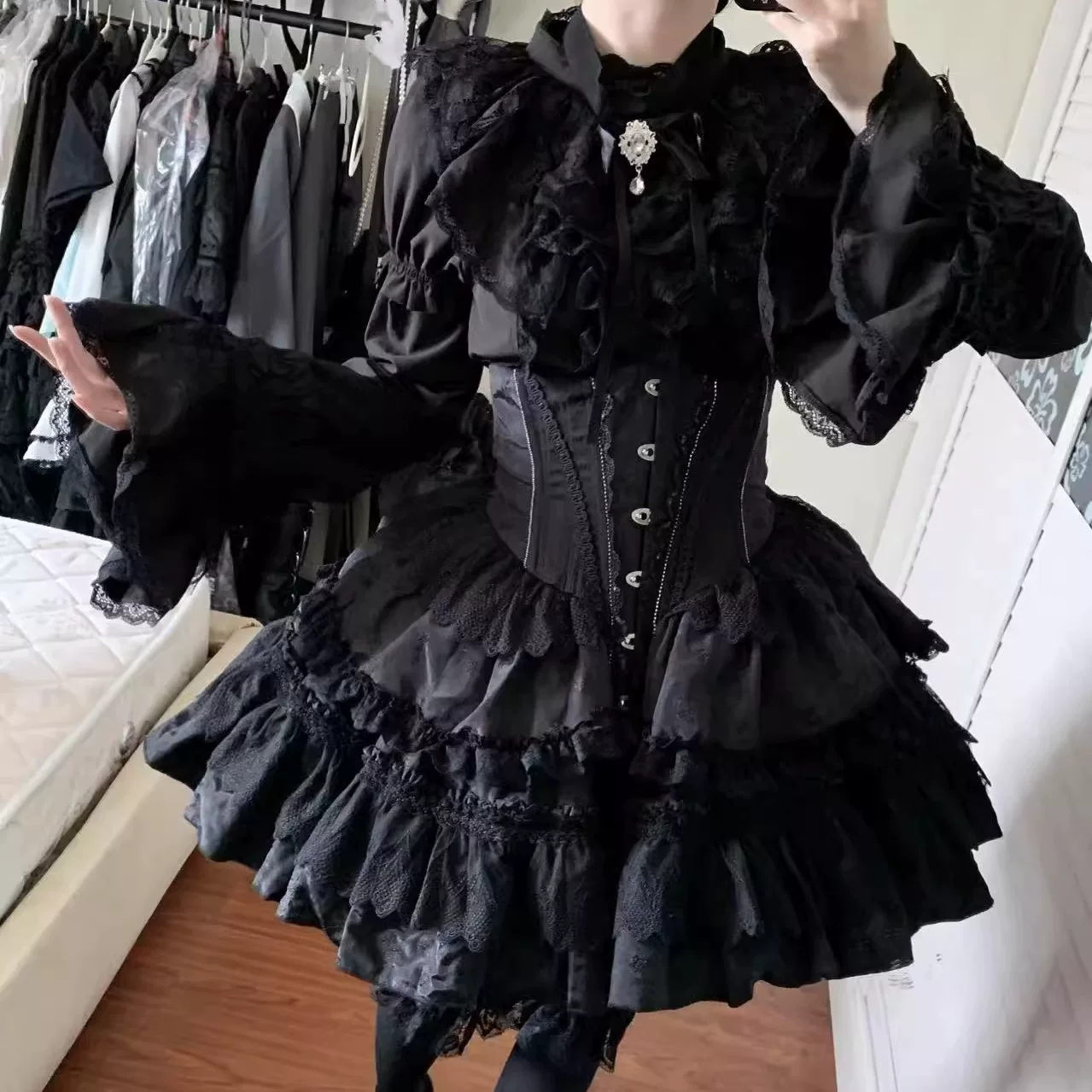 Eclipse Night - Gothic Lolita Shirt Set, Boning Corset Skirt - Image 15