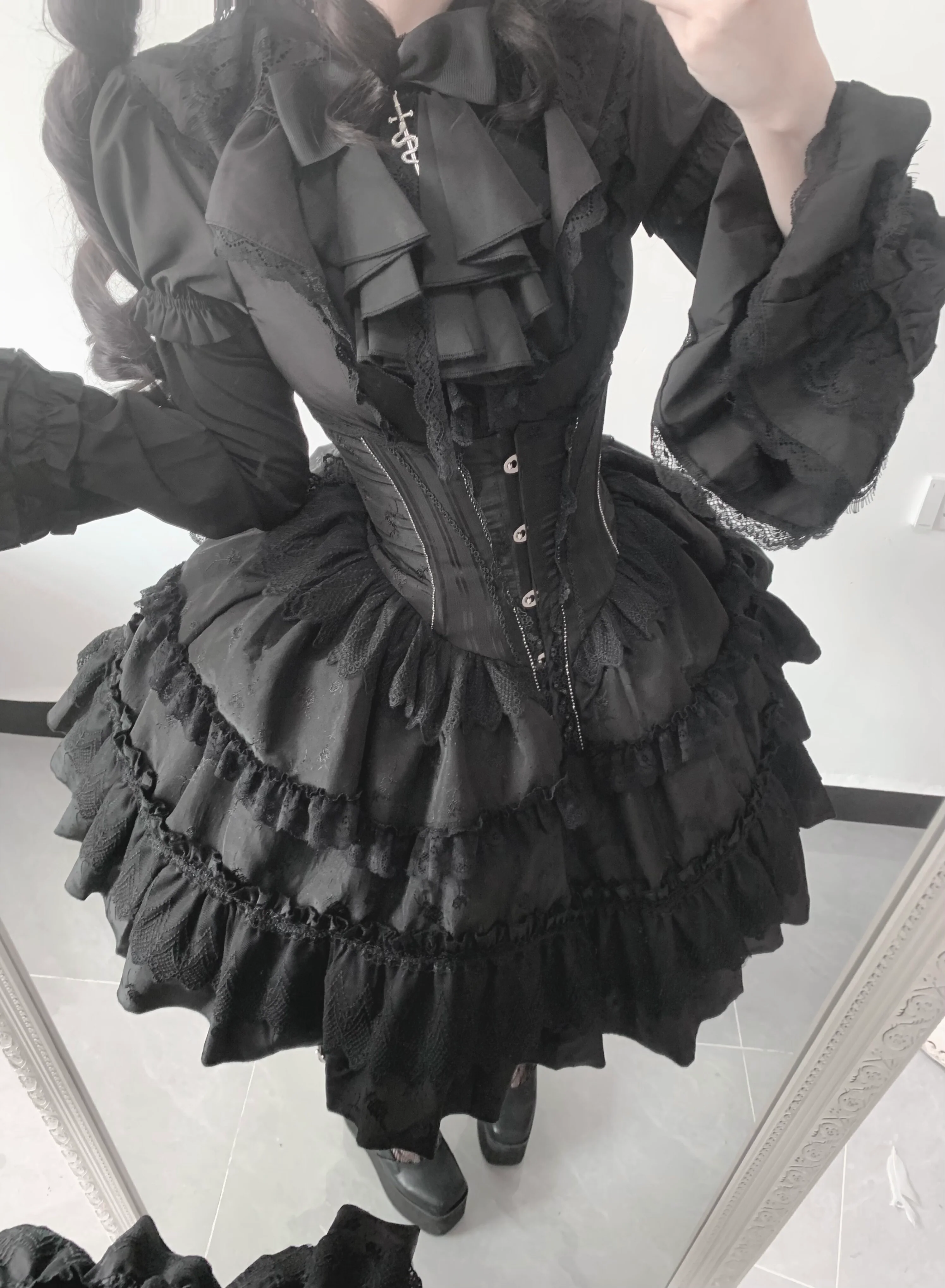 Eclipse Night - Gothic Lolita Shirt Set, Boning Corset Skirt - Image 16