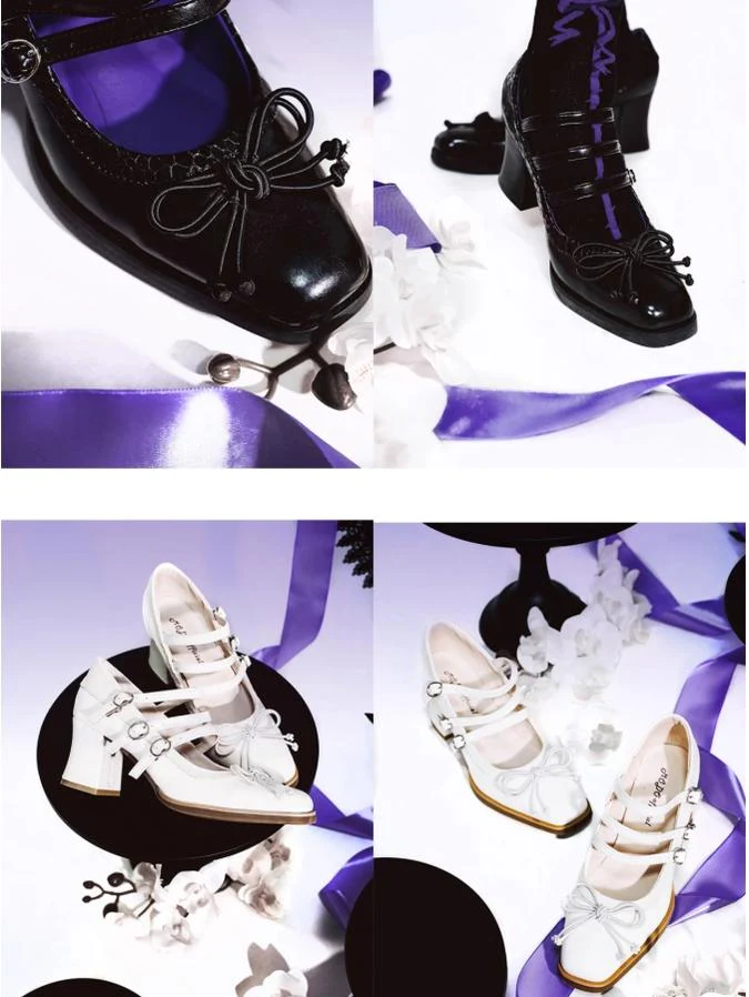 MODO - Gothic Lolita Shoes Chunky Heels with Snake-Pattern and Bow - Image 12
