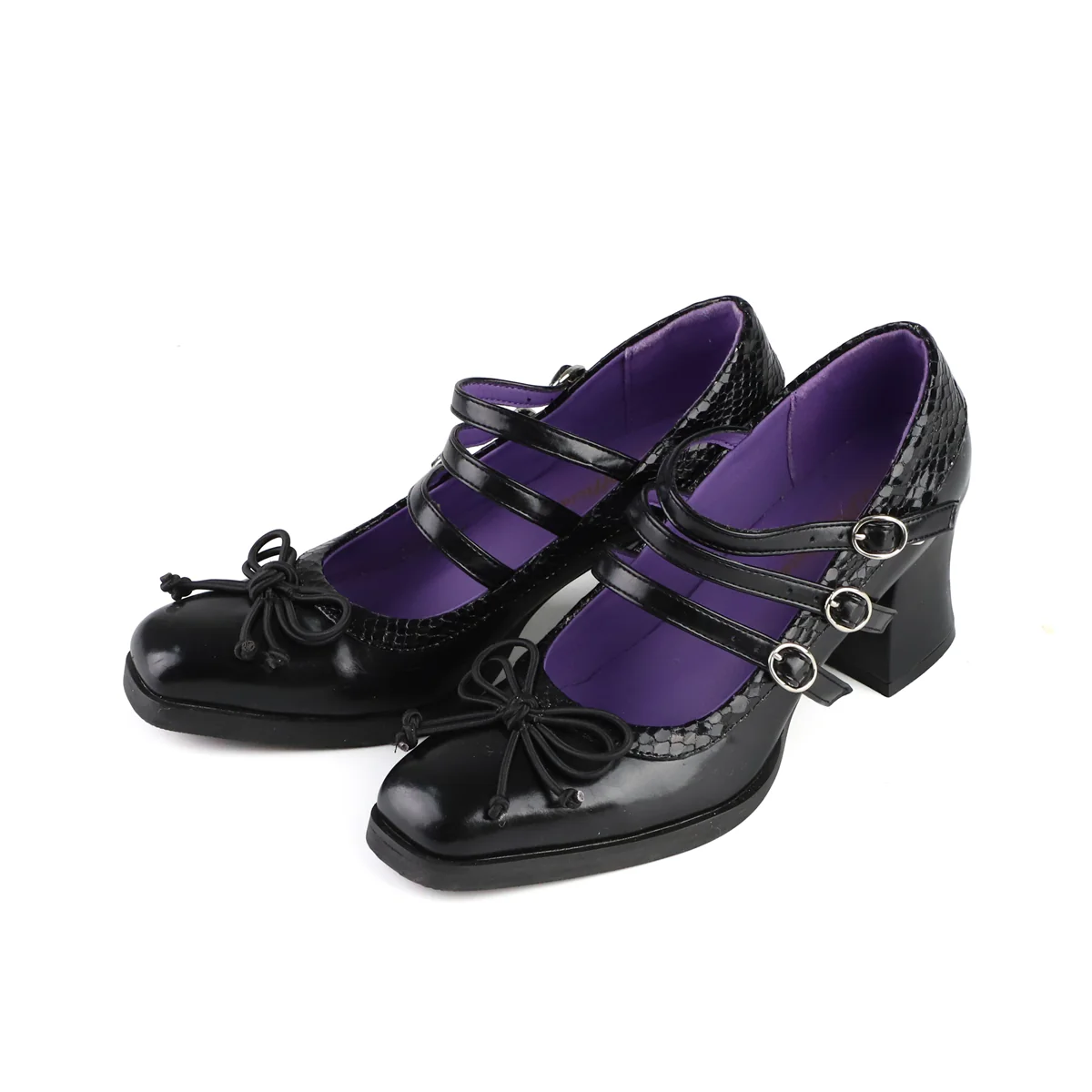 MODO - Gothic Lolita Shoes Chunky Heels with Snake-Pattern and Bow - Image 15