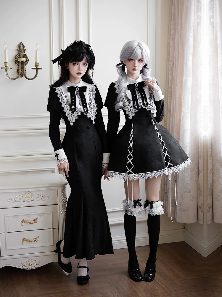 With PUJI - Rose Doll - Gothic Lolita Short OP, Mermaid Dress - Image 2