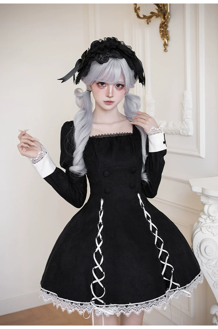 With PUJI - Rose Doll - Gothic Lolita Short OP, Mermaid Dress - Image 22