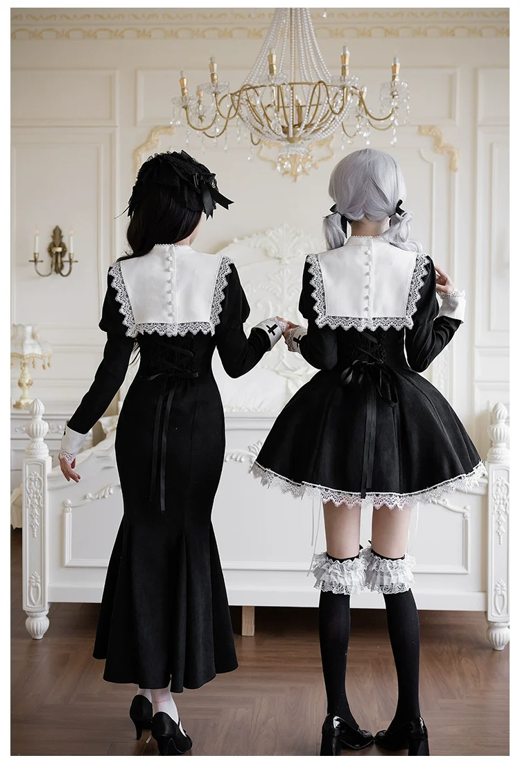 With PUJI - Rose Doll - Gothic Lolita Short OP, Mermaid Dress - Image 3