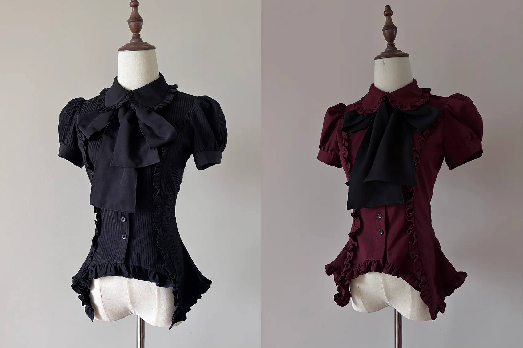 FlowerFairyDaily - Lilith - Gothic Lolita Short Sleeve Shirt, Detachable Tie - Image 7