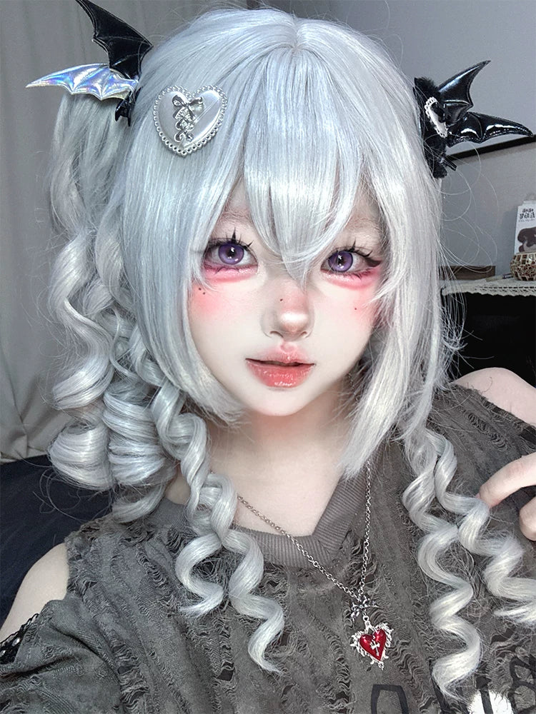 Gothic Lolita Short Wig, Detachable Curl Ponytails - Image 4