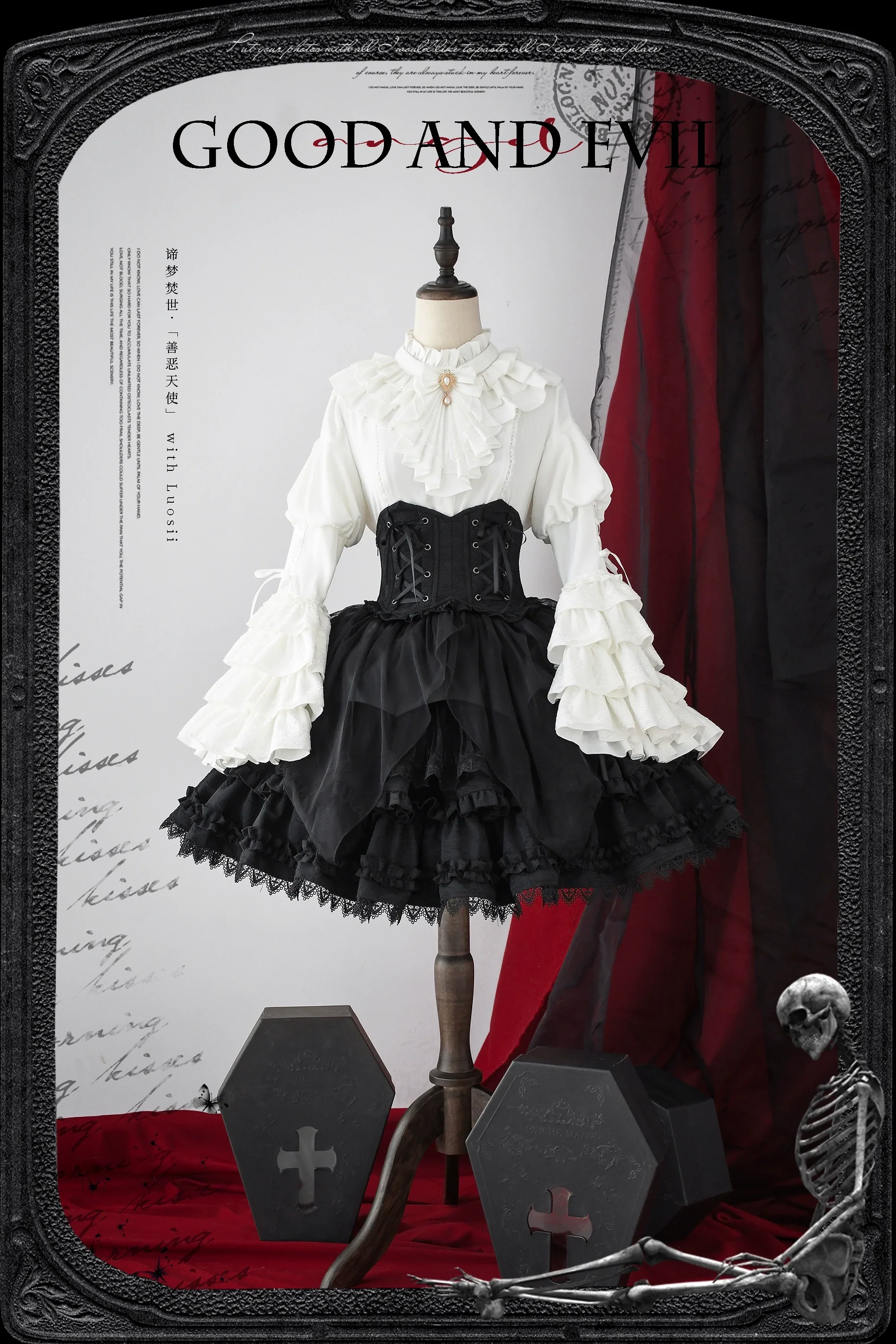 Good and Evil Angel - Gothic Lolita SK, Retro Princess Sleeve Blouse - Image 45