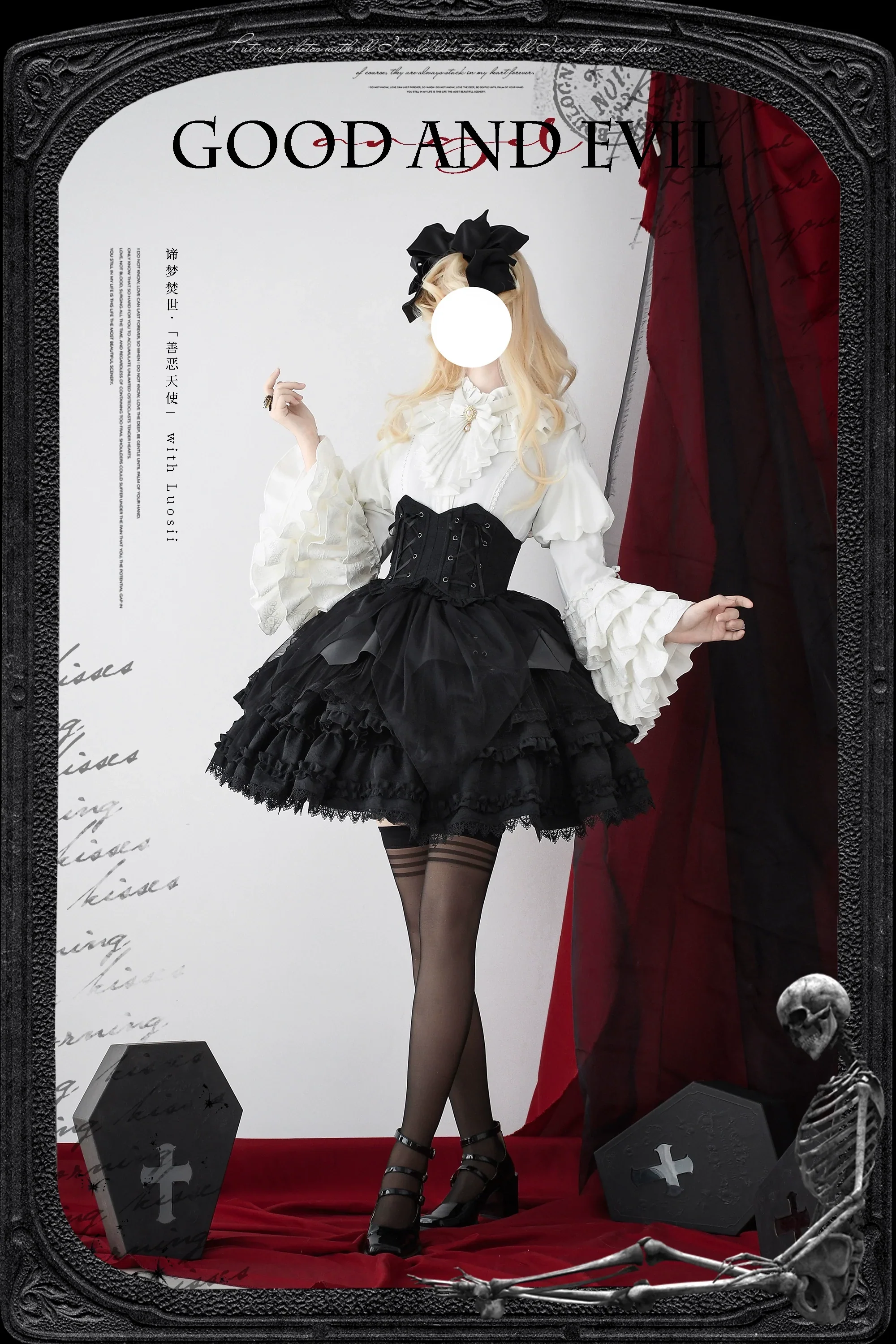 Good and Evil Angel - Gothic Lolita SK, Retro Princess Sleeve Blouse - Image 8
