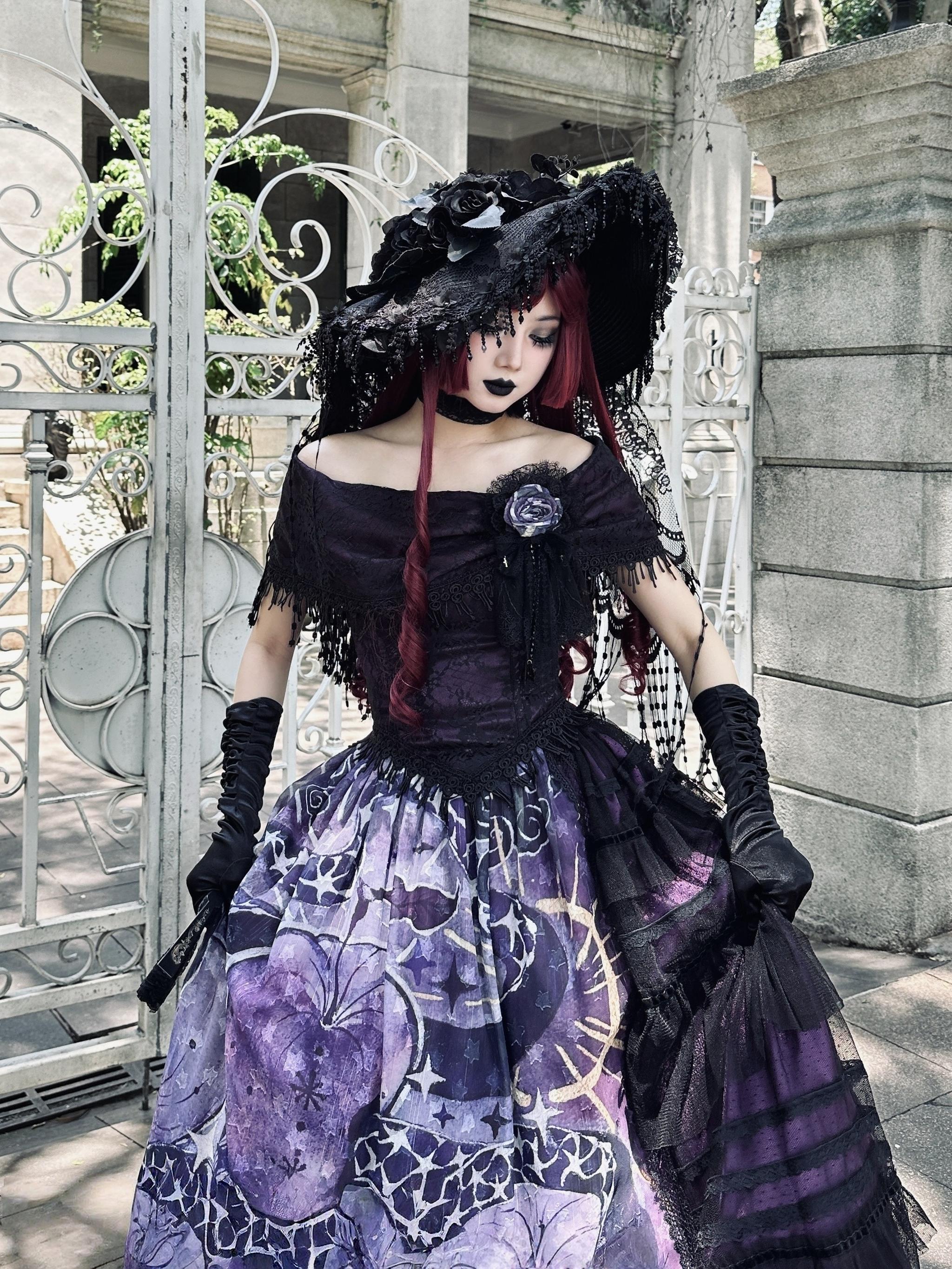 Laocoon - Gothic Lolita SK Suit With Purple Snake & Apple Print - Image 10