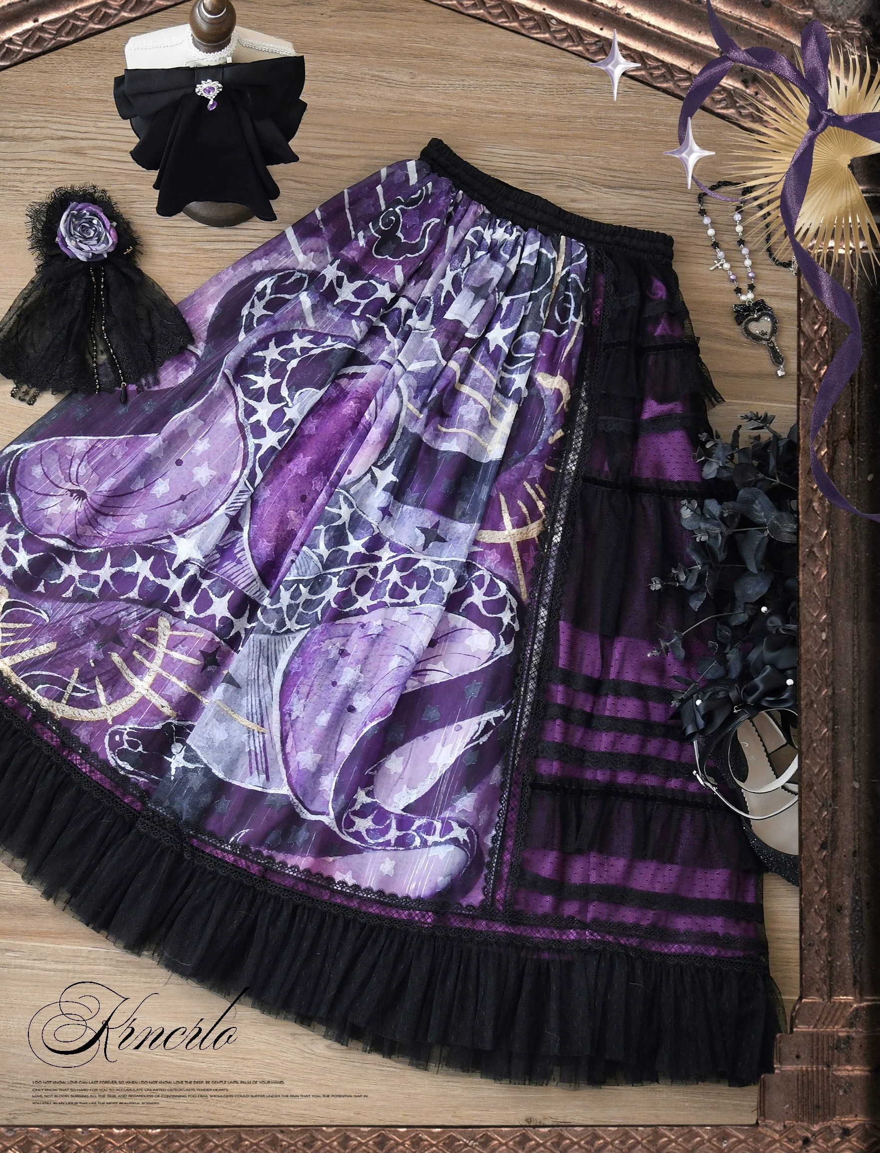Laocoon - Gothic Lolita SK Suit With Purple Snake & Apple Print - Image 19