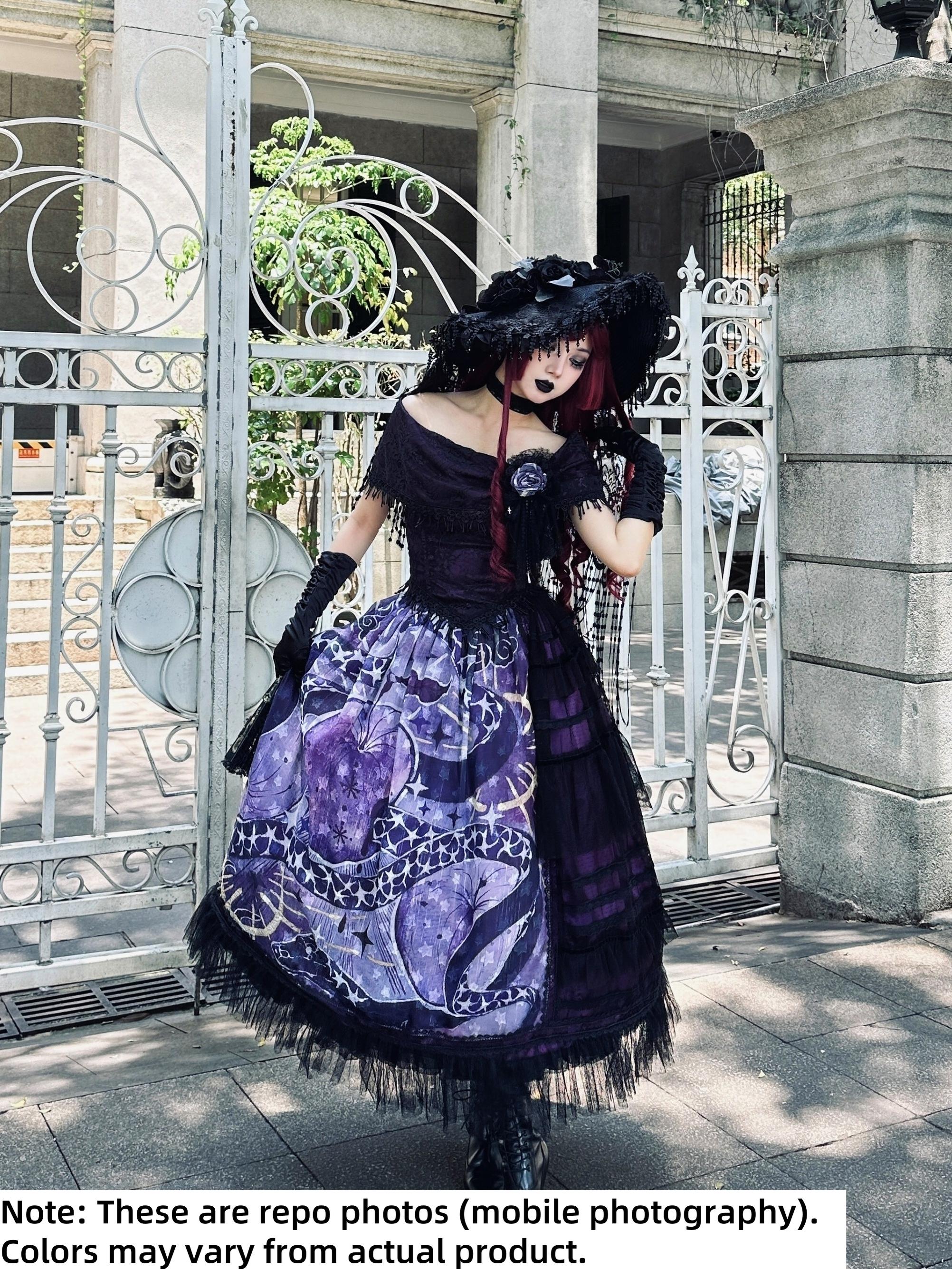 Laocoon - Gothic Lolita SK Suit With Purple Snake & Apple Print - Image 7
