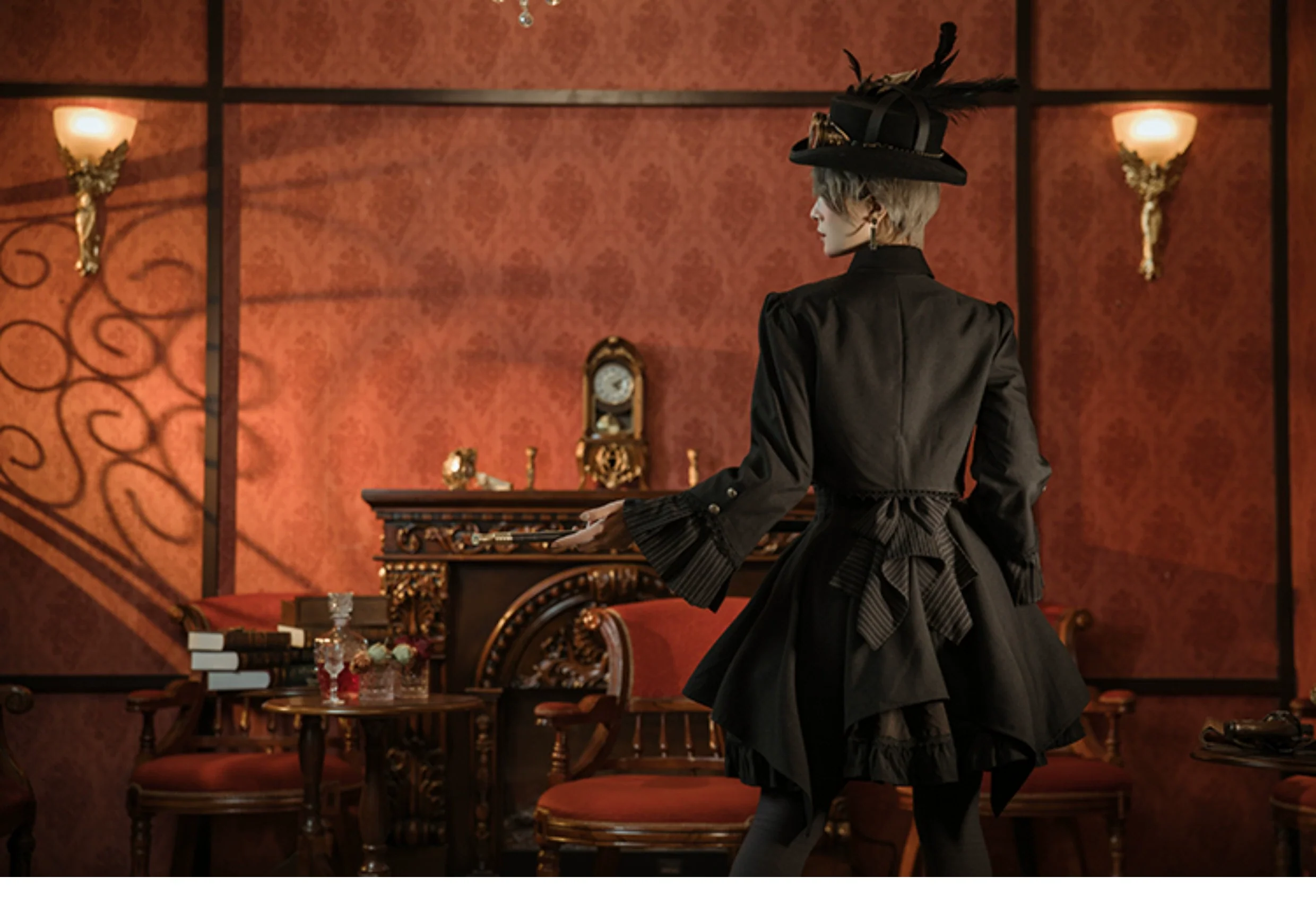 Mr. Yi's Steam Continent - Gothic Lolita Skirt Black High-Waisted Leather Waistband Skirt - Image 10