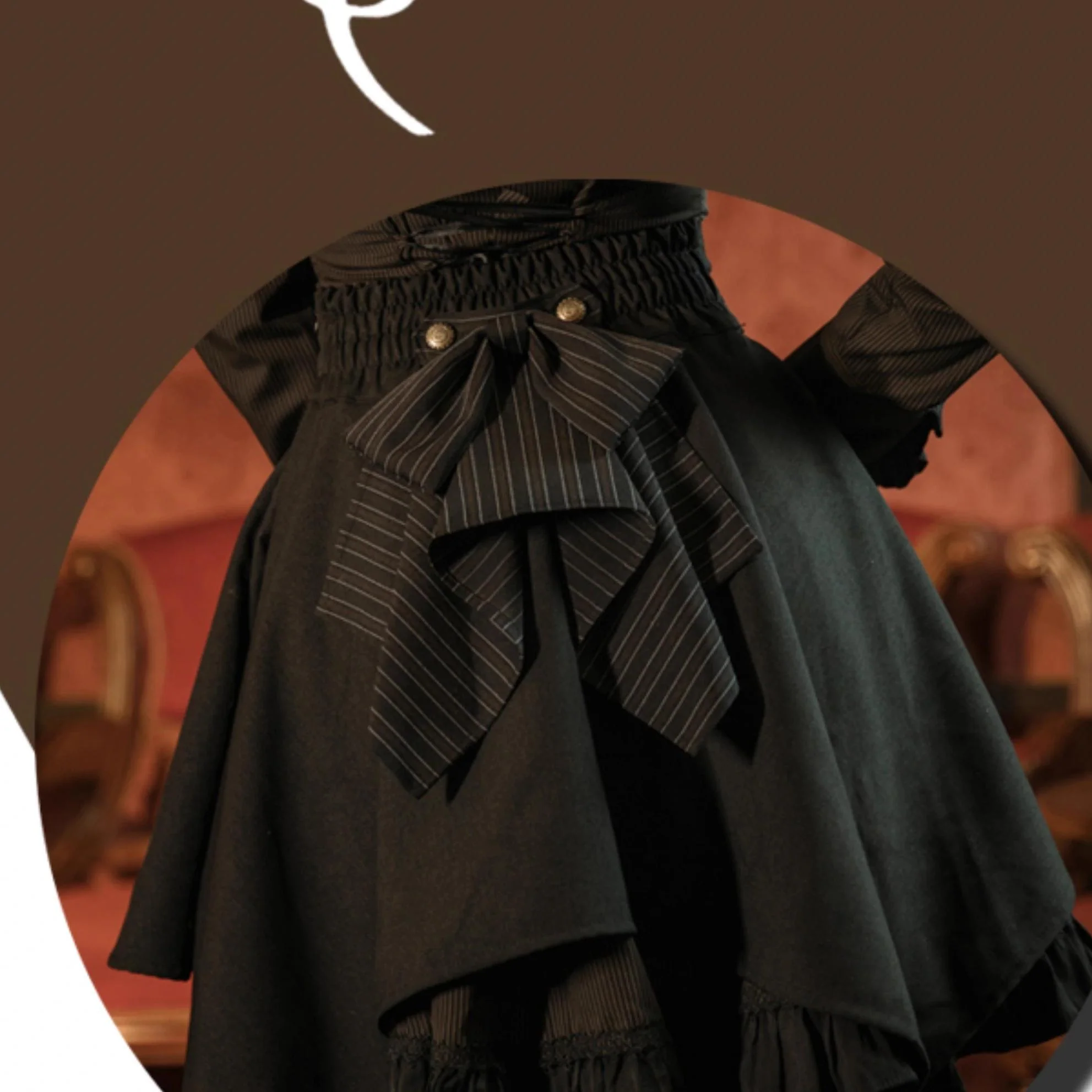 Mr. Yi's Steam Continent - Gothic Lolita Skirt Black High-Waisted Leather Waistband Skirt - Image 27