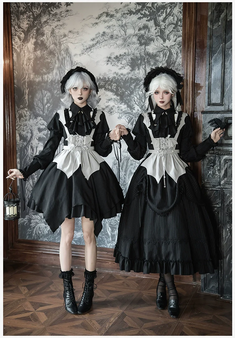 With PUJI - Night Talk - Gothic Lolita Skirt Dress Set, Batwing-shaped Accents - Image 11