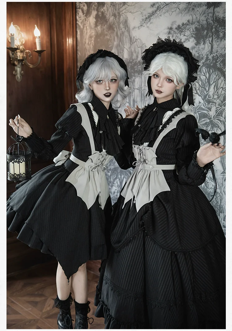 With PUJI - Night Talk - Gothic Lolita Skirt Dress Set, Batwing-shaped Accents - Image 12