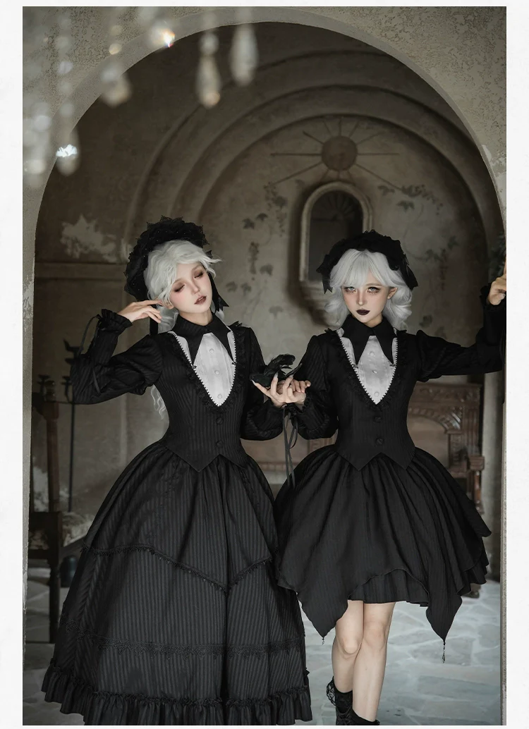 With PUJI - Night Talk - Gothic Lolita Skirt Dress Set, Batwing-shaped Accents - Image 18