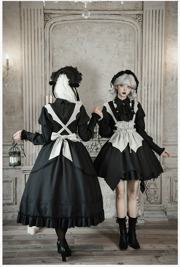 With PUJI - Night Talk - Gothic Lolita Skirt Dress Set, Batwing-shaped Accents - Image 2