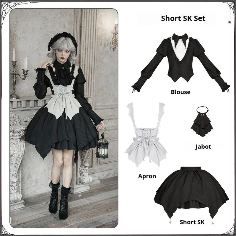 With PUJI - Night Talk - Gothic Lolita Skirt Dress Set, Batwing-shaped Accents - Image 26