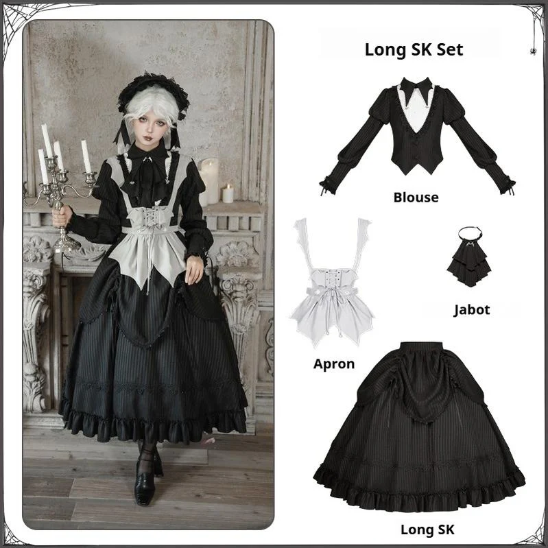 With PUJI - Night Talk - Gothic Lolita Skirt Dress Set, Batwing-shaped Accents - Image 27