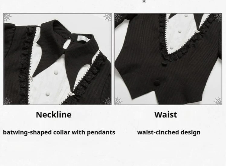With PUJI - Night Talk - Gothic Lolita Skirt Dress Set, Batwing-shaped Accents - Image 28