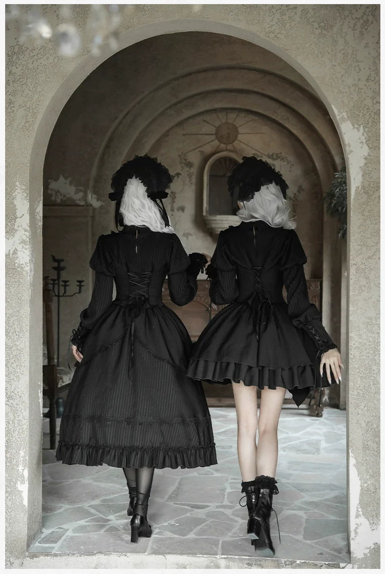With PUJI - Night Talk - Gothic Lolita Skirt Dress Set, Batwing-shaped Accents - Image 4