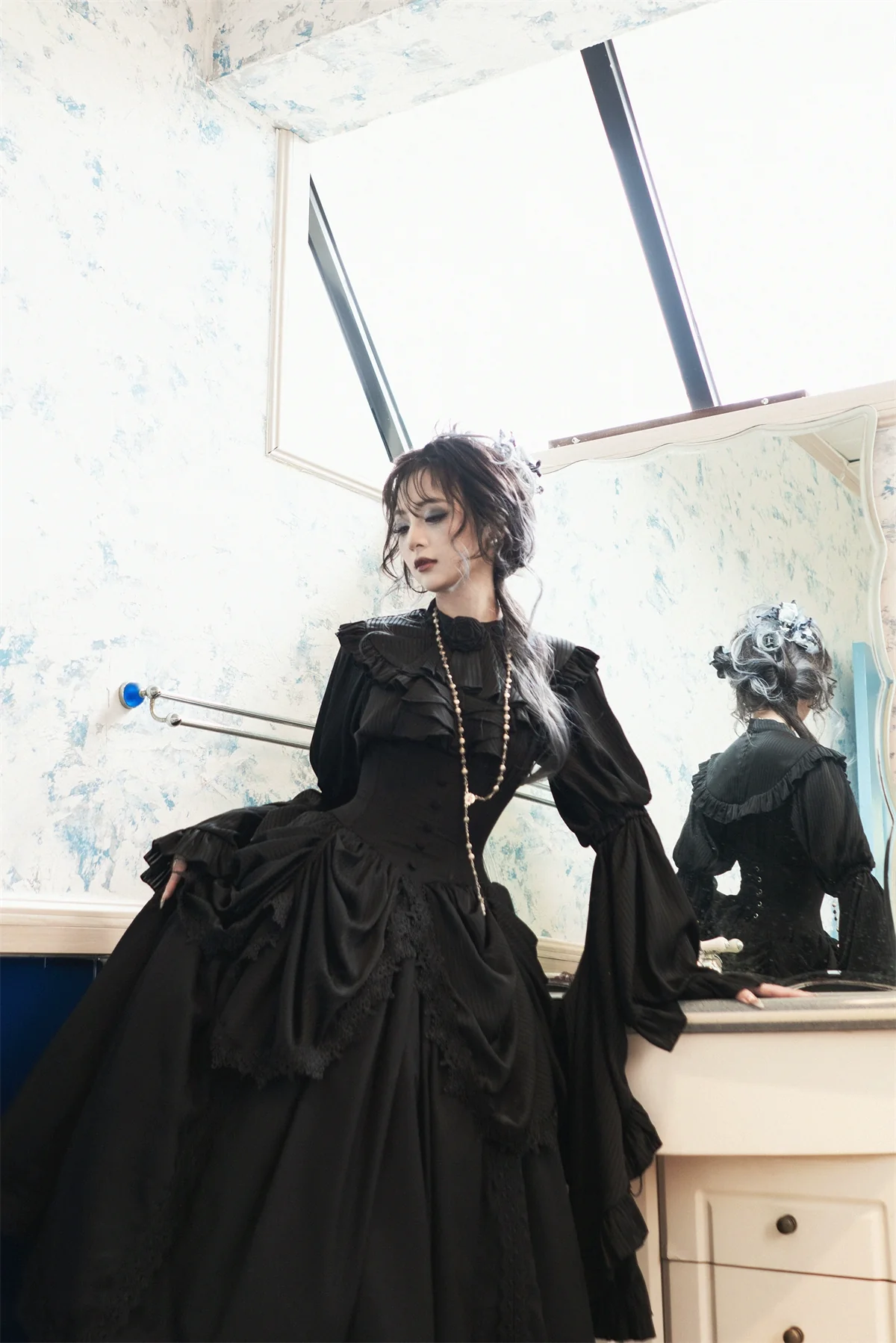 Muppet Mind Ben - Dreaming - Gothic Lolita Skirt Fishbone Long Skirt Ruffled Hem - Image 13