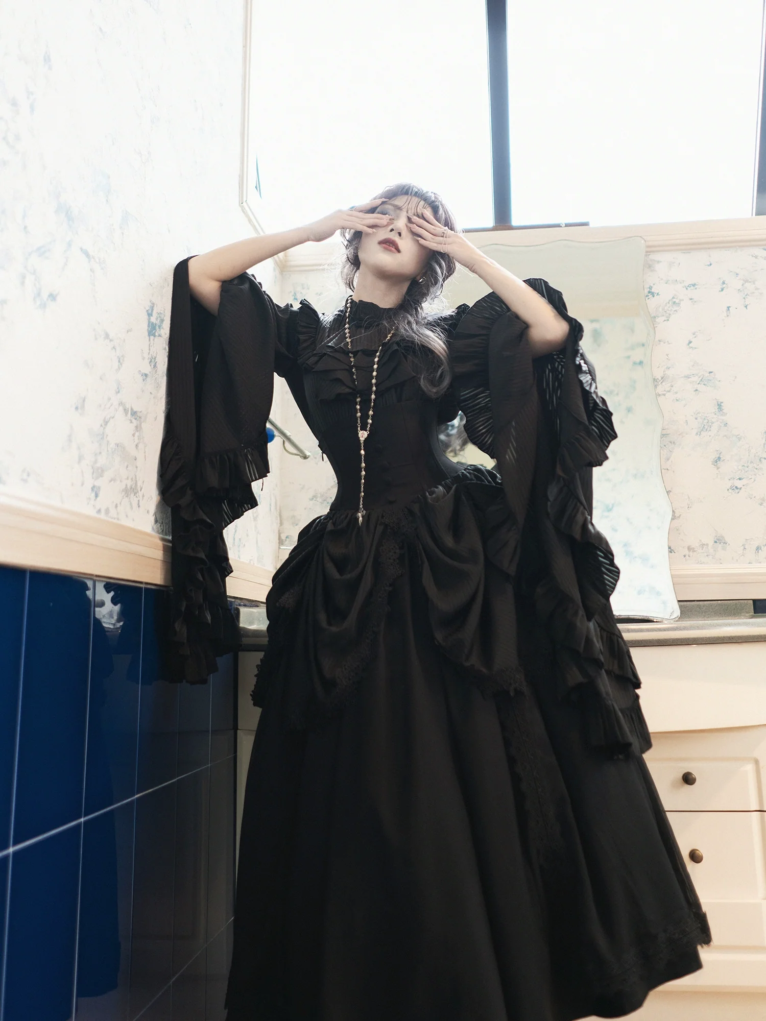 Muppet Mind Ben - Dreaming - Gothic Lolita Skirt Fishbone Long Skirt Ruffled Hem - Image 9