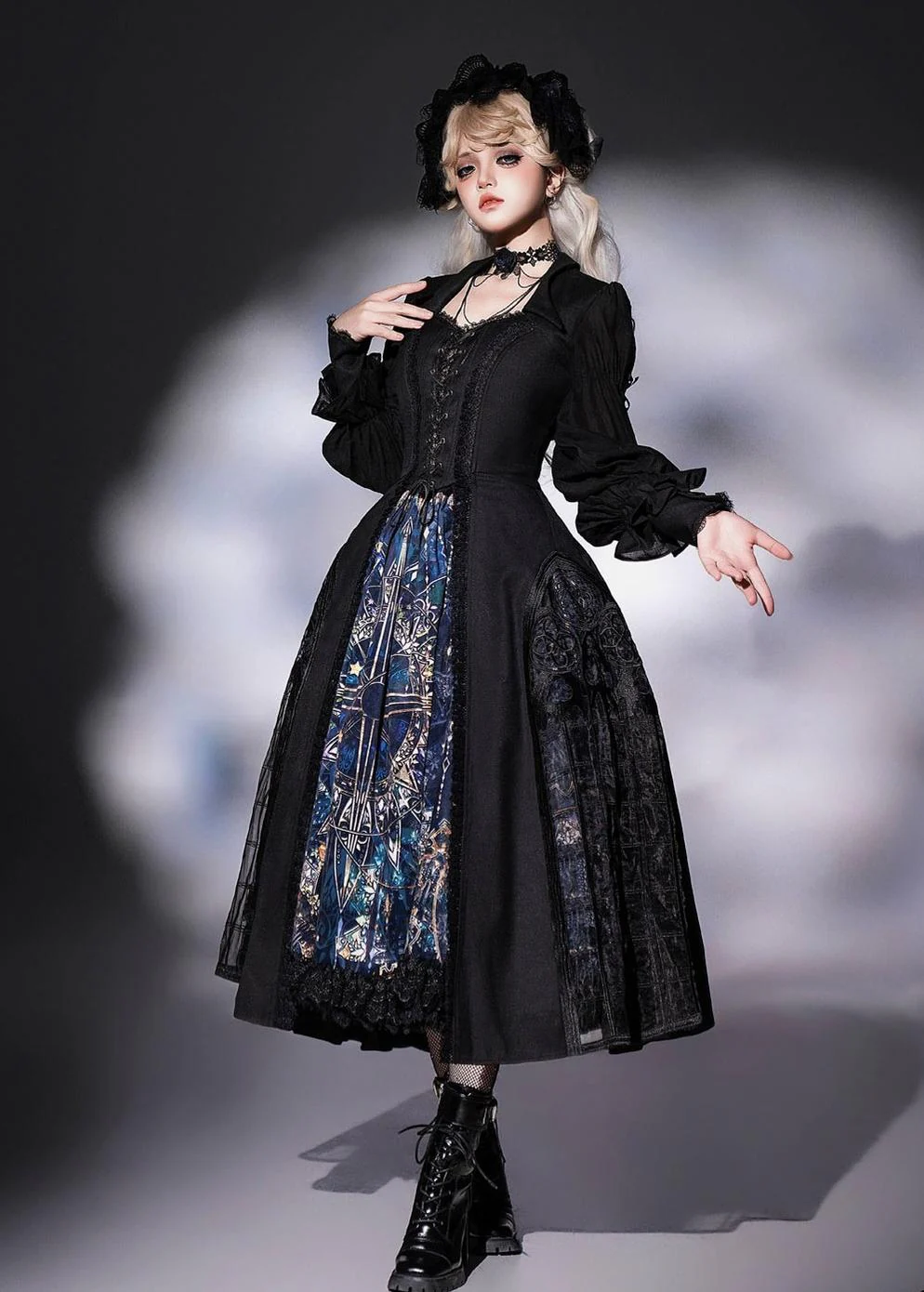 Night Traveler - Gothic Lolita Skirt Long Coat Long-Sleeved Shirt and Bustier - Image 13