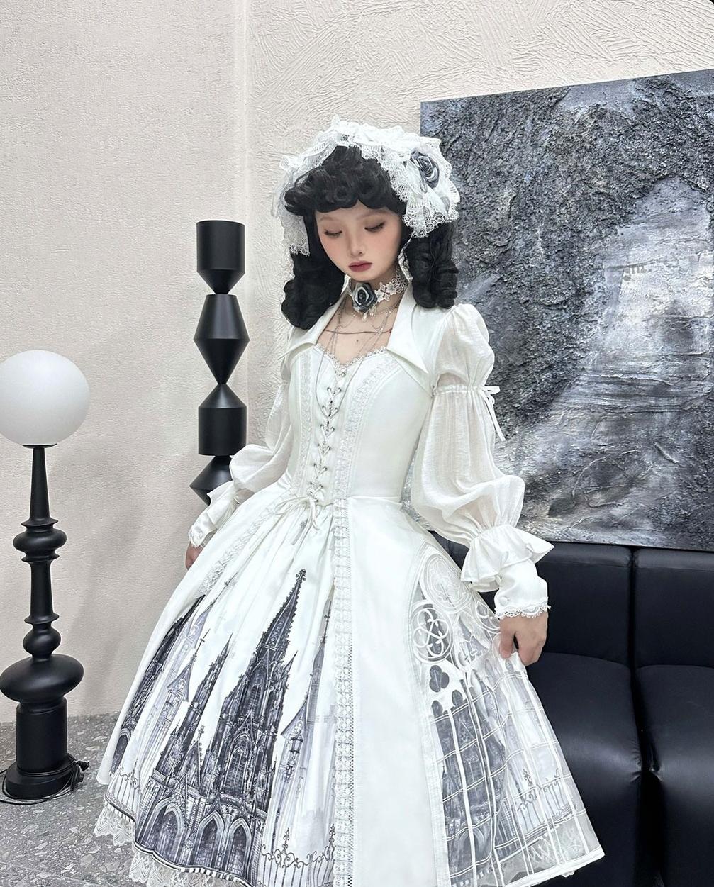 Night Traveler - Gothic Lolita Skirt Long Coat Long-Sleeved Shirt and Bustier - Image 25