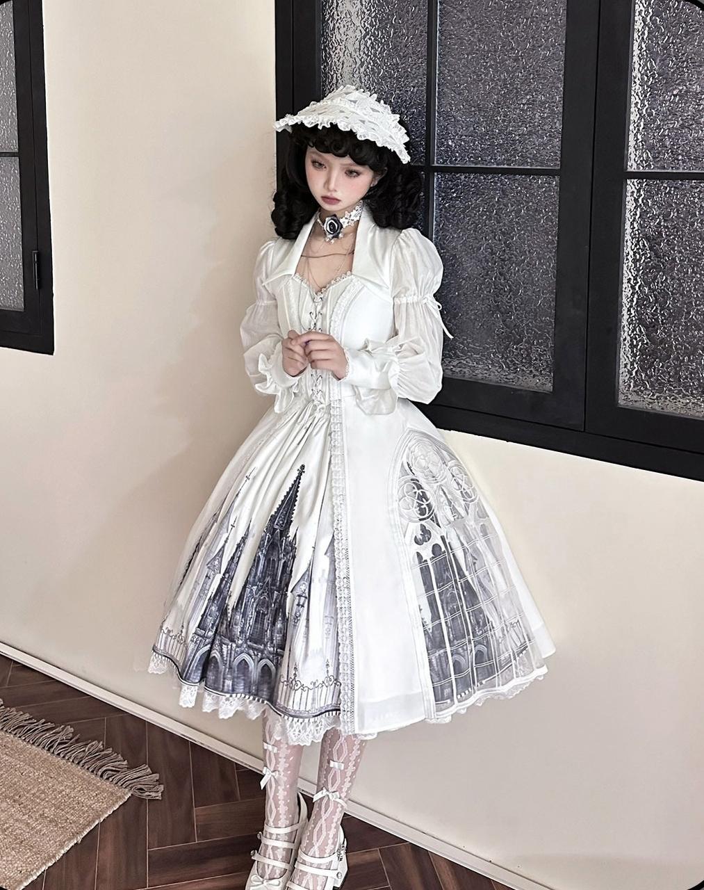 Night Traveler - Gothic Lolita Skirt Long Coat Long-Sleeved Shirt and Bustier - Image 28